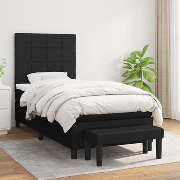 vidaXL Boxspring met matras stof zwart 80x200 cm, Eenpersoons, Verzenden, Zwart, Nieuw