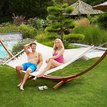 XXL hangmat Thorsten met houten frame voor 2 personen - wit, Verzenden, Nieuw