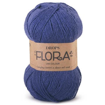 DROPS Flora Uni Colour - 10 indigo - Wol Garen, Ophalen of Verzenden, Nieuw