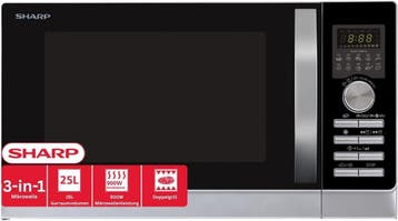 Sharp 3-in-1 Magnetron 25L | Retourdeal 59% Korting, Combimagnetron, Gebruikt, Grill, Ophalen of Verzenden