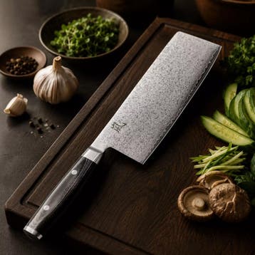 Yaxell Ran Chinees Koksmes 18 cm – 69 Lagen Damaststaal, Ophalen of Verzenden, Nieuw, Overige materialen