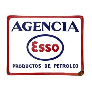 Esso Agencia Productos de Petroleo emaille reclamebord. -