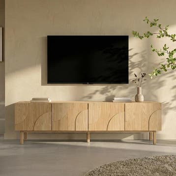 *WOONWINKEL* Eiken Tv-meubel Met 3D Vormen, Verzenden, Nieuw