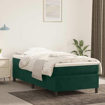 vidaXL Boxspring bed 90x200 cm fluweel donkergroen, 90 cm, Eenpersoons, Verzenden, Nieuw