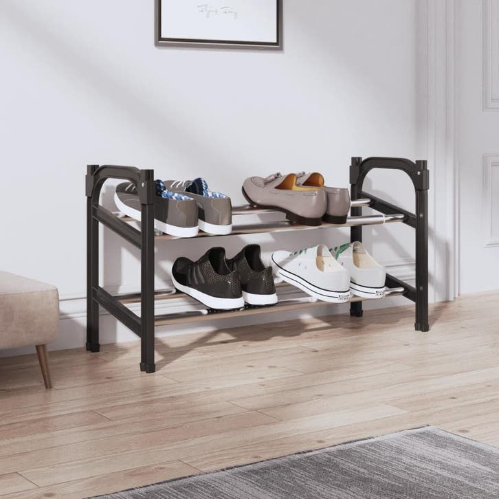 vidaXL Schoenenrek met 2 schappen verlengbaar 119x24x37 cm, Huis en Inrichting, Kasten | Schoenenrekken, Nieuw, Verzenden