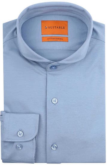 Suitable Sorona Overhemd Mid Blauw maat 43 Heren, Verzenden, Nieuw, Blauw, Suitable