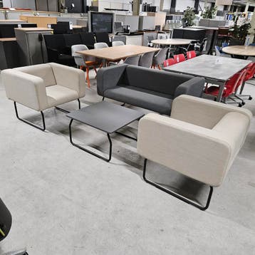 Nette wachtkamerset (bank + 2x fauteuil + tafel), Ophalen of Verzenden, Nieuw in verpakking