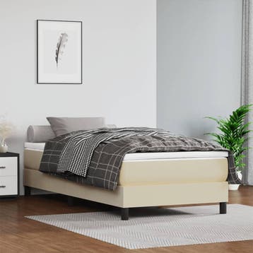 vidaXL Boxspring bed kunstleer crèmekleurig 80x200 cm, Overige materialen, Eenpersoons, Verzenden, Nieuw
