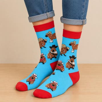 Sokken - Capybara Print - Blauw - Katoen - Maat 38-45, Nieuw
