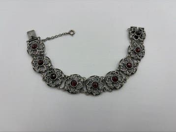 Zonder minimumprijs - Armband Zilver Granaat - 835, Nieuw