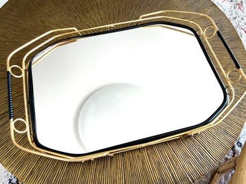 Prachtig vintage dienblad met spiegelglas - Dienblad -