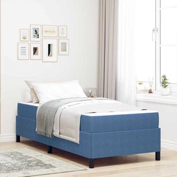 vidaXL Bedframe met matras Blauw 90 x 200 cm Stof, Eenpersoons, Nieuw, Stof, Verzenden