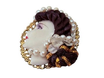 Veiling - Vintage Art Deco Cameo Broche, Sieraden, Tassen en Uiterlijk