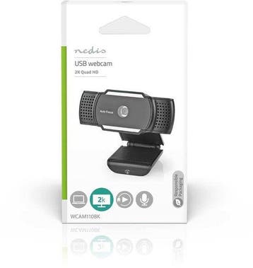 Webcam voor pc - Met Microfoon – Cover – Zwart - Nedis, Computers en Software, Verzenden, Zo goed als nieuw