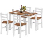 TRUUSK Eetgroepset - Eettafel met 4 Stoelen - Grenenhout - B, Verzenden, Nieuw