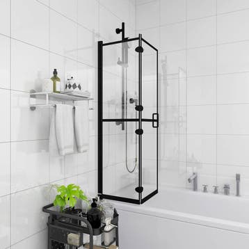 vidaXL Douchewand inklapbaar 100x140 cm ESG zwart, Verzenden, Nieuw