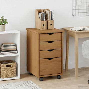 vidaXL Rolling Kast MOSS HoningBruin 34 x 39 x 56 cm, Huis en Inrichting, Verzenden, Nieuw