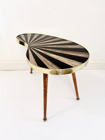 Bijzettafel - laminaat, Hout, Messing - Originele vintage