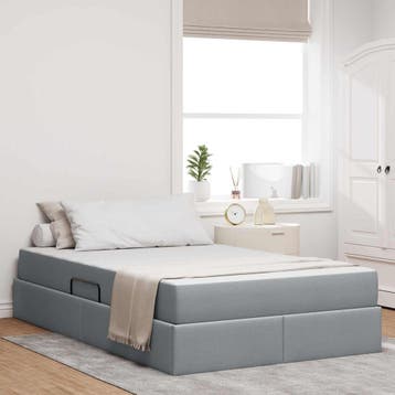 vidaXL Opbergbed met matras Lichtgrijs 120 x 190 cm, Verzenden, Nieuw