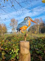 Ijsvogel op tak - Beeldje - Natuurlijke vibe - Metaal