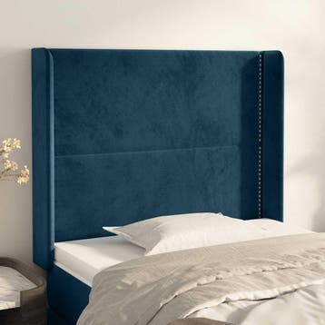 vidaXL Hoofdbord met randen 103x16x118/128 cm fluweel, Huis en Inrichting, Verzenden, Nieuw, Blauw, Stof