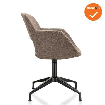 Bouclé - Vergaderstoel - Onderstel met doppen - Beige, Vergader- of Presentatieruimte, Ophalen of Verzenden, Gebruikt, Stoel