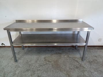 RVS Werktafel met Onderschap – B179 x D60 x H86,5 cm, Gebruikt