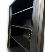 Roldeurkast (staal) mat zwart inclusief slot (105x120x45), 100 tot 150 cm, Verzenden, 100 tot 150 cm, Zo goed als nieuw