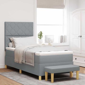 vidaXL Boxspring bed met kussen Lichtgrijs 200 x 100 cm Stof, Verzenden, Nieuw, Eenpersoons