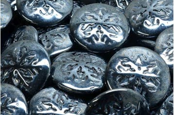 2 x Tsjechische Glas Cabochons Snowflake 21x21mm (geen ga..., Ophalen of Verzenden, Nieuw, Kraal