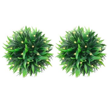 vidaXL Kunstbuxusballen met LED-verlichting 2 st 30 cm groen, Verzenden, Nieuw