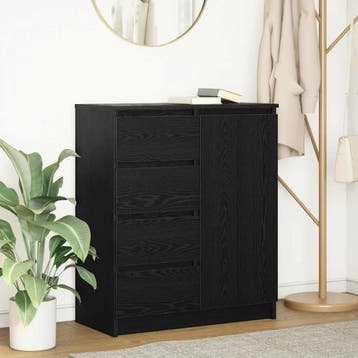 vidaXL Dressoir met lades 71x35x84 cm spaanplaat zwart, Verzenden, Nieuw, Overige houtsoorten, Minder dan 50 cm