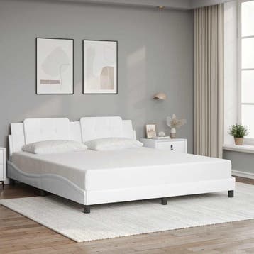 vidaXL Bedframe zonder matras Zadar kunstleer wit 180x200, Overige materialen, Eenpersoons, Verzenden, Wit