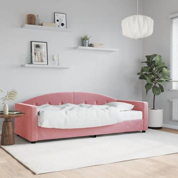 vidaXL Slaapbank met matras 80x200 cm fluweel roze, Eenpersoons, Verzenden, Nieuw, 80 cm