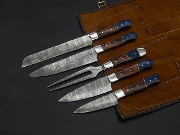 Japanese Style Kitchen Knife SET With Leather BAG Included -