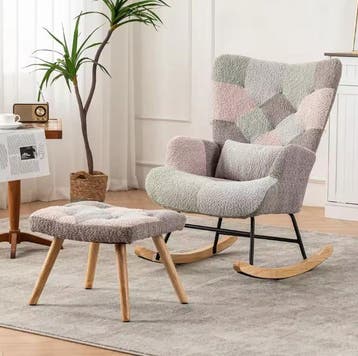 Comfortabele Schommelstoel met Voetsteun – Loungestoel, Huis en Inrichting, Stoelen, Verzenden, Nieuw