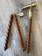 Wandelstok - Wandelstok met zwaar messing handvat klok en