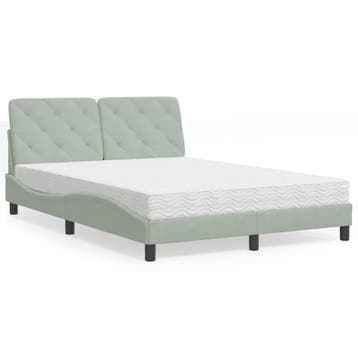 vidaXL Bed met matras fluweel lichtgrijs 140x200 cm, Huis en Inrichting, Verzenden, 140 cm, 200 cm, Nieuw