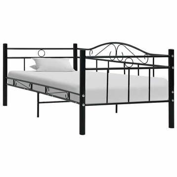 vidaXL Bedbank metaal zwart 90x200 cm, Huis en Inrichting, Slaapkamer | Bedden, 90 cm, Eenpersoons, Verzenden, Zwart