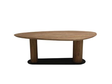 Organische eettafel – massief teakhout – maatwerk mogelijk, Huis en Inrichting, Tafels | Eettafels, 100 tot 150 cm, Teakhout, Vijf personen of meer
