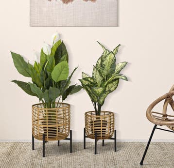 ROTAN VAASHOUDER SET 2 STUKS CM Ø 41X47-33X39, Ophalen of Verzenden, Nieuw