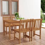 vidaXL 5-delige tuinset 140x80 cm massief teakhout, Verzenden, Nieuw, Hout, Tuinset