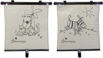 Dreambaby auto zonnescherm Zebra + Tijger (2 stuks), Verzenden, Nieuw