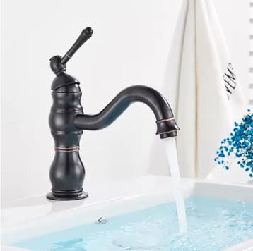 Antieke messing wastafelkraan met warm en koud water, Verzenden, Nieuw