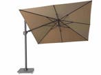 Challenger T2 zweefparasol 300x300 cm taupe met 90 KG voet, Tuin en Terras, Parasols, Ophalen of Verzenden, Nieuw