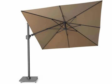 Challenger T2 zweefparasol 300x300 cm taupe met 90 KG voet, Tuin en Terras, Parasols, Ophalen of Verzenden, Nieuw
