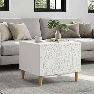 vidaXL Salontafel Wit 50 x 49 x 40 cm Bewerkt hout, Huis en Inrichting, Tafels | Salontafels, Verzenden, Nieuw, Overige houtsoorten