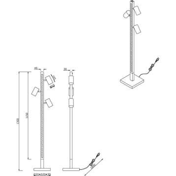 LED Vloerlamp - Trion Harley - GU10 Fitting - 3000K - Warm, Huis en Inrichting, Ophalen of Verzenden, Nieuw, Metaal, Overige fittingen