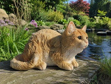 Beeld, garden statue cat - 17 cm - polyresin