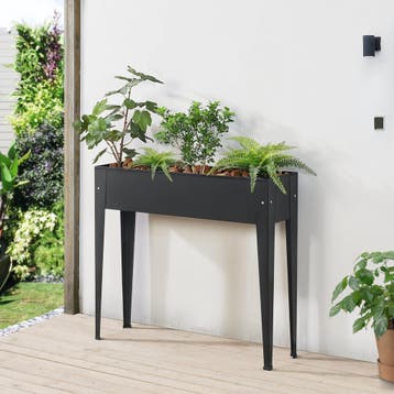 [en.casa] Kweektafel plantenbak 98x25x82 cm staal antraciet, Verzenden